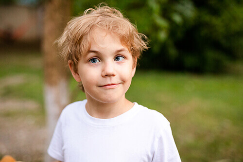 Little boy with strabismus